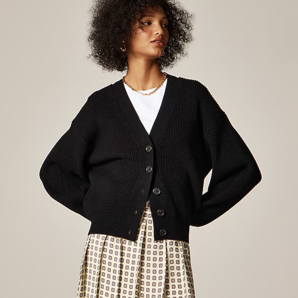 J Crew Sculptural Cardigan in Black